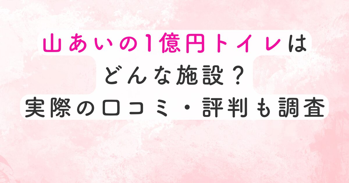 山あいの1億円トイレ（奈良県）はどんな施設？実際の口コミ・評判も調査