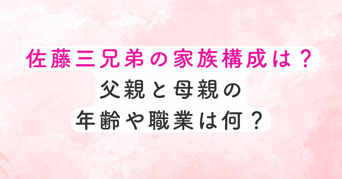 佐藤三兄弟の家族構成について